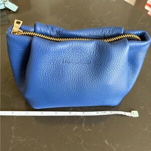 Luxurious Blue Leather Cosmetic Bag